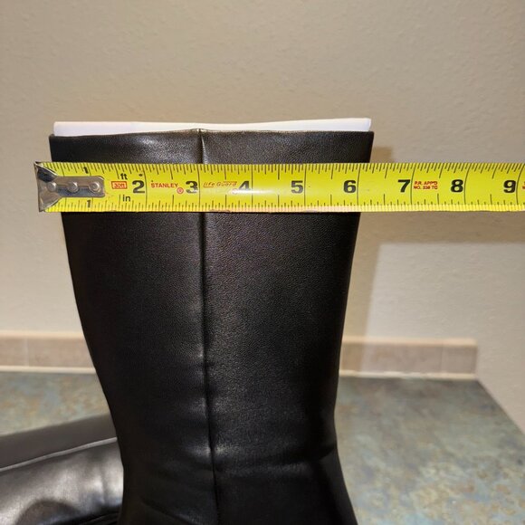 Vince Black Leather Beverly Mid Calf Wedge Boots - 9.5/39.5 - Picture 6 of 9